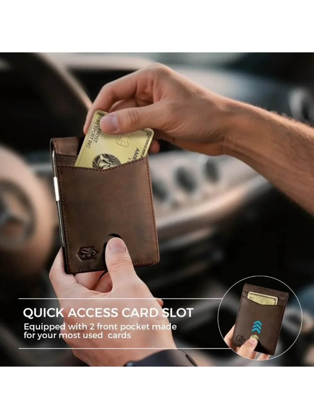 Slim RFID Blocking Leather Wallet for Men - 12 Card Bifold with Money Clip & ID